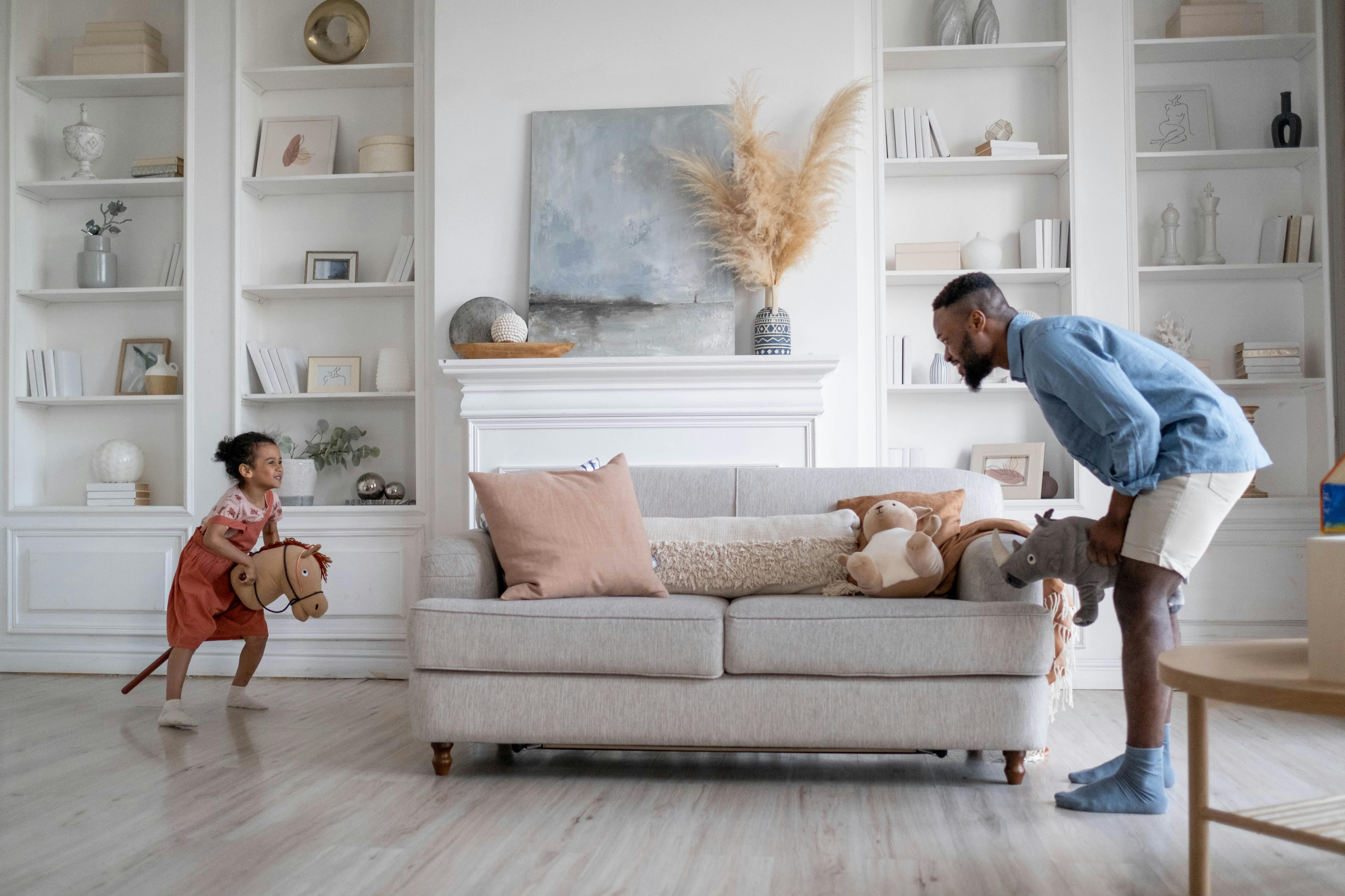 A parent and child at home together